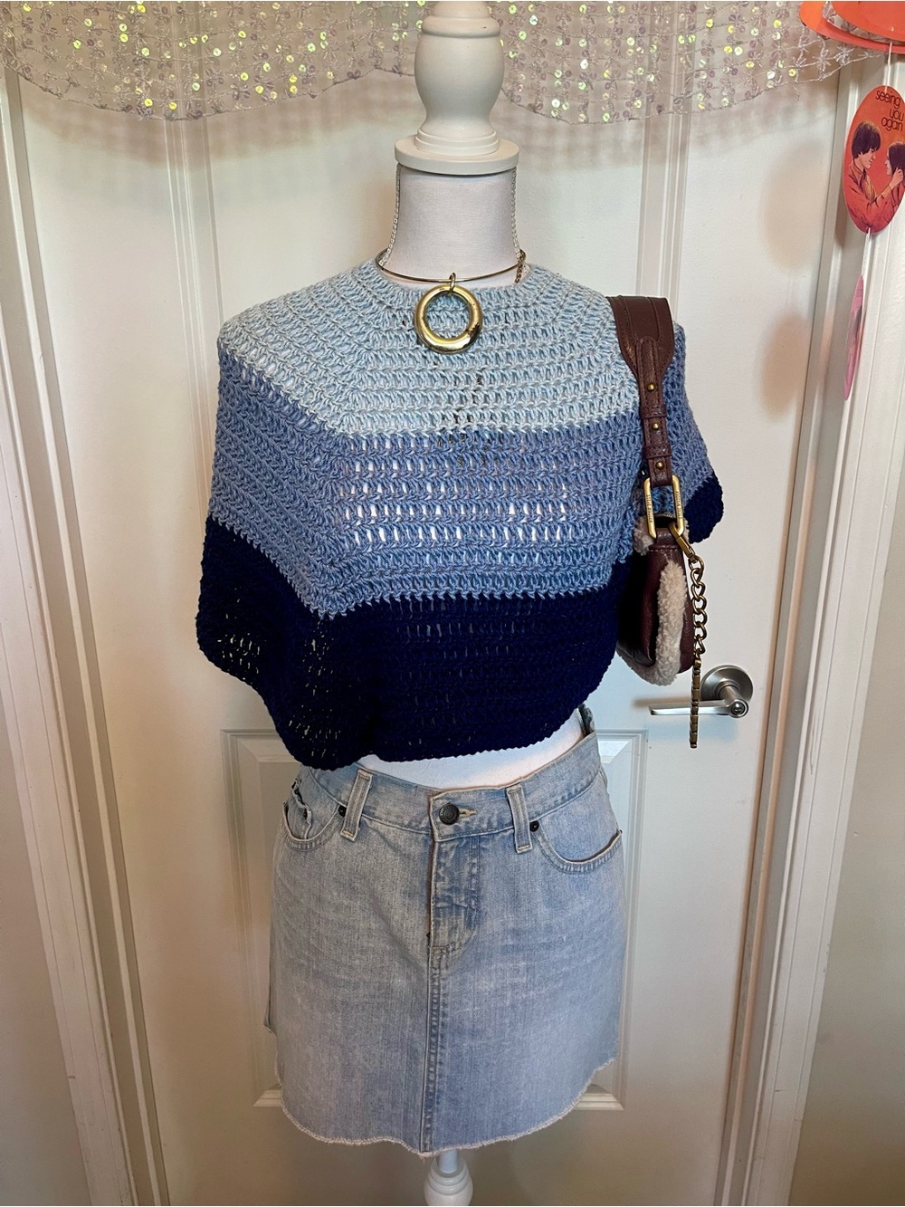 Handmade Crochet Colorblock Poncho!!